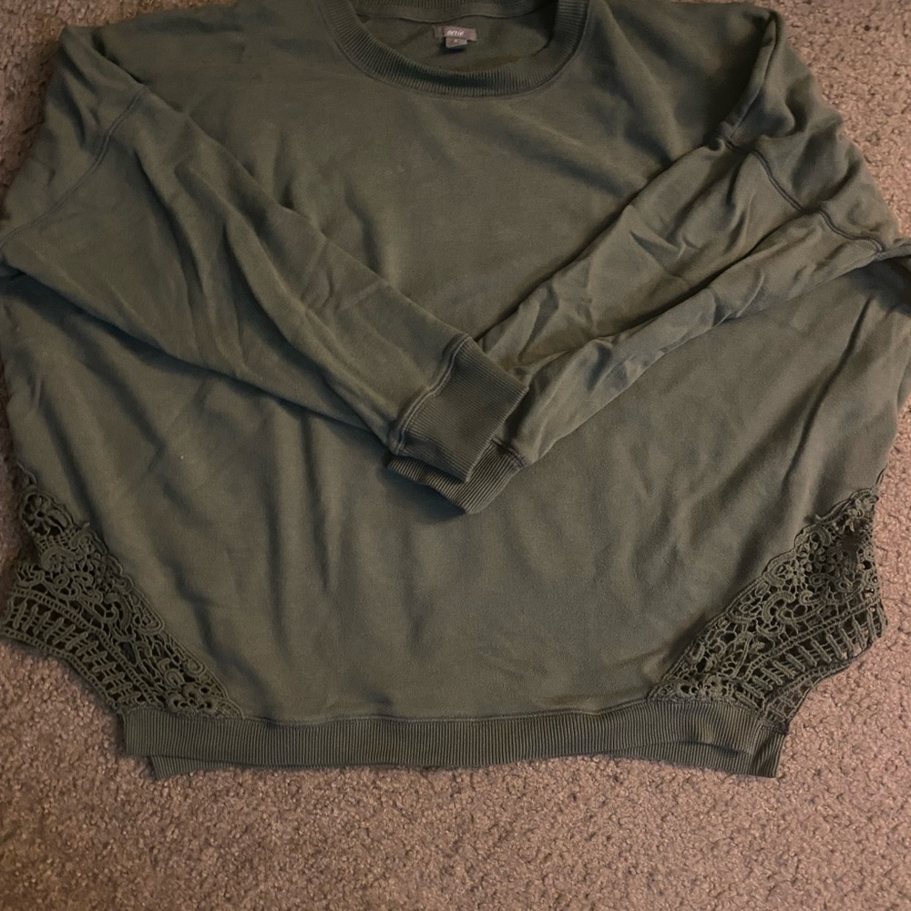 Womens aerie pullover with crochet side detailing
